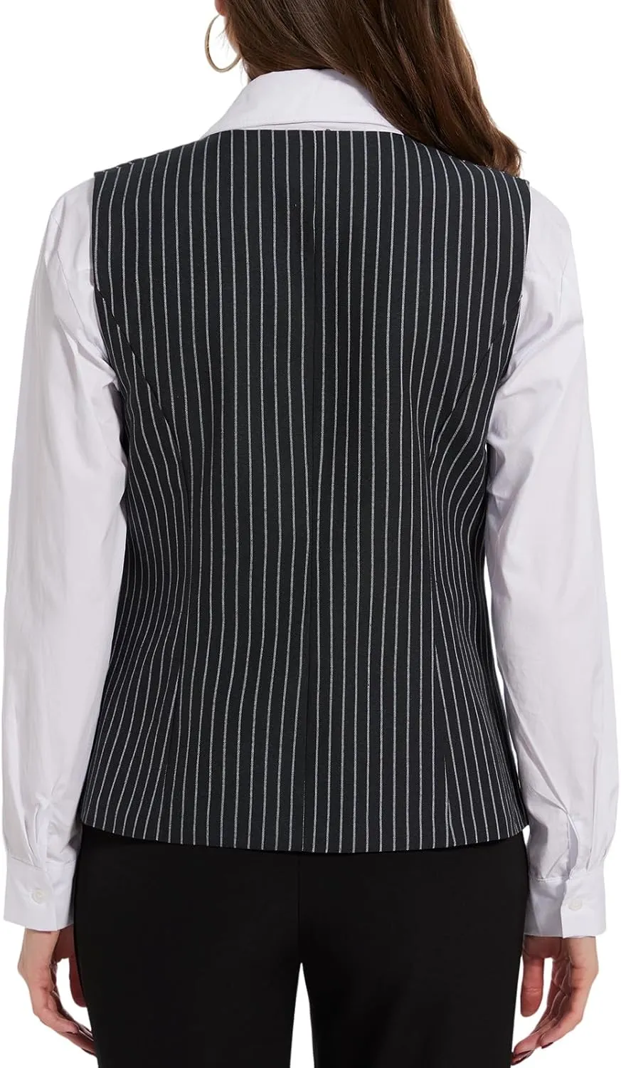Waistcoat Vest for Women Fully Lined V-Neck Button Down Formal Fitted Dressy Suit Vest Coat with Pockets