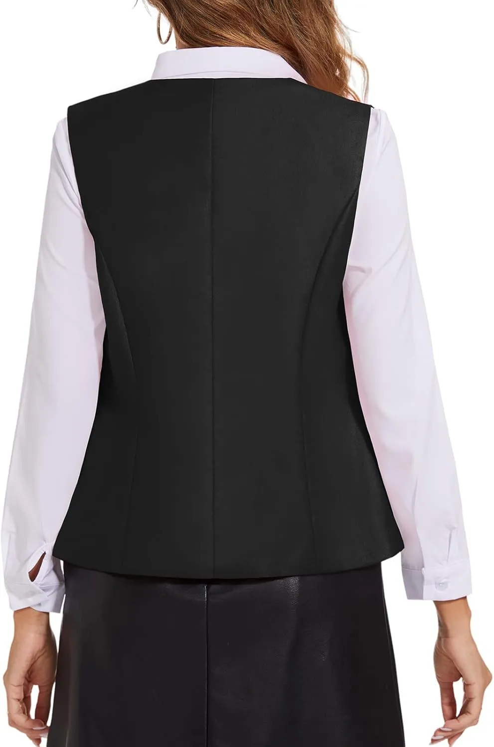 Waistcoat Vest for Women Fully Lined V-Neck Button Down Formal Fitted Dressy Suit Vest Coat with Pockets