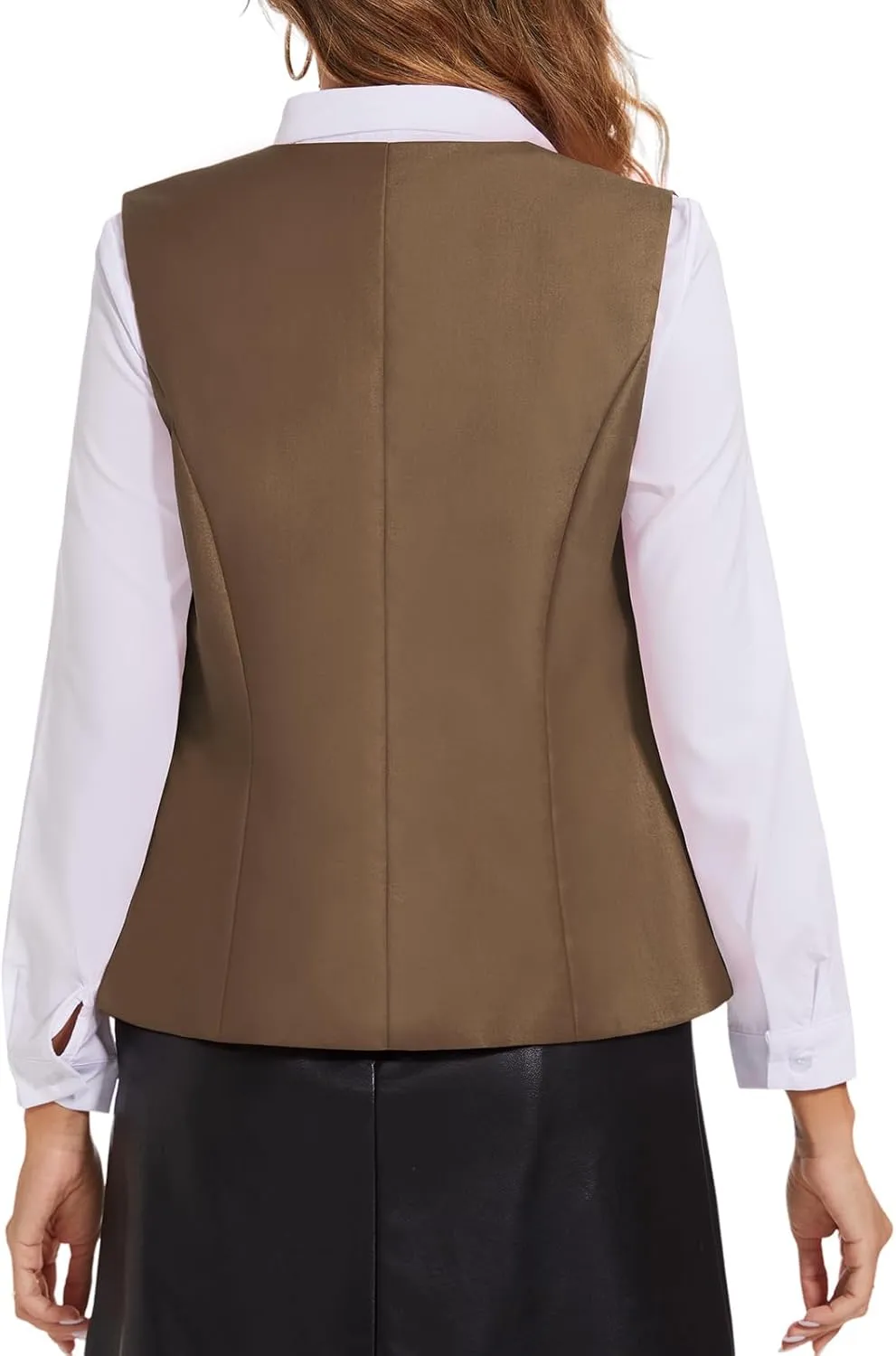 Waistcoat Vest for Women Fully Lined V-Neck Button Down Formal Fitted Dressy Suit Vest Coat with Pockets