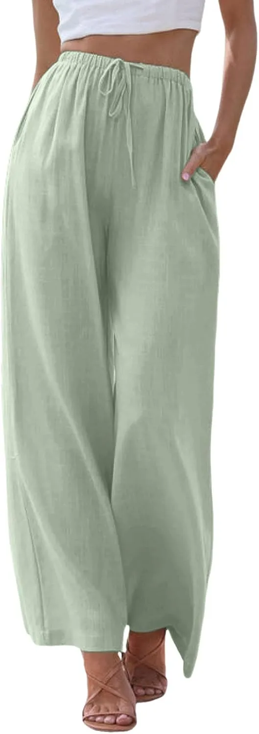 Wide Leg Crop Pants for Women Linen Pants Women high Waisted Pull on Jean Mini Skirts for Women Printed Pantalones Palazzo para Mujer Ripped Outfits Floral Soft Linen Pants Petite Women