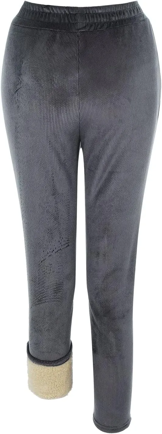 Wide Leg Pants for Women Winter Compression Travel Pants with Pockets Elastic Waist Flare Leggings