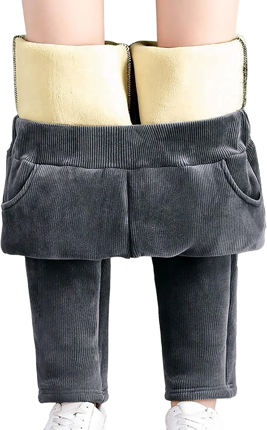 Wide Leg Pants for Women Winter Compression Travel Pants with Pockets Elastic Waist Flare Leggings