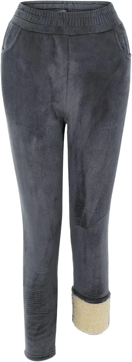 Wide Leg Pants for Women Winter Compression Travel Pants with Pockets Elastic Waist Flare Leggings