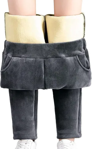 Wide Leg Pants for Women Winter Compression Travel Pants with Pockets Elastic Waist Flare Leggings