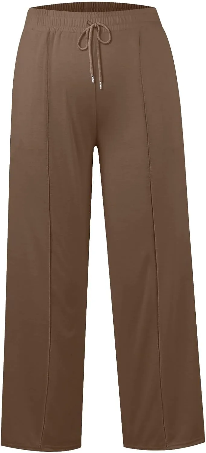 Wide Leg Sweatpants for Women Causal Drawstring High Waist Baggy Straight Trousers High Waist Yoga Palazzo Pants