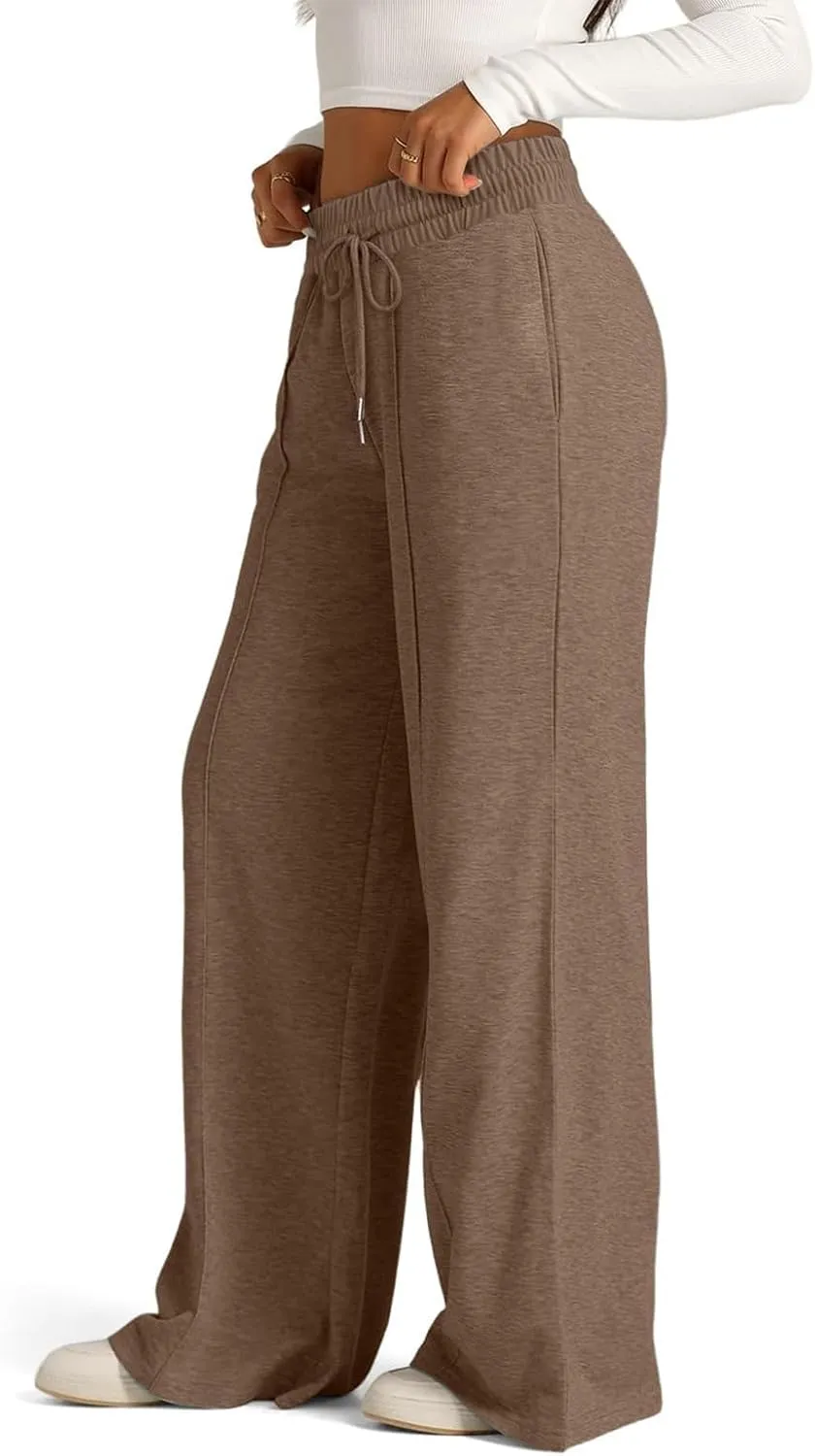 Wide Leg Sweatpants for Women Causal Drawstring High Waist Baggy Straight Trousers High Waist Yoga Palazzo Pants