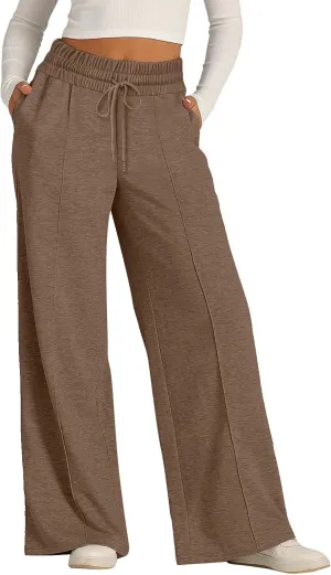 Wide Leg Sweatpants for Women Causal Drawstring High Waist Baggy Straight Trousers High Waist Yoga Palazzo Pants