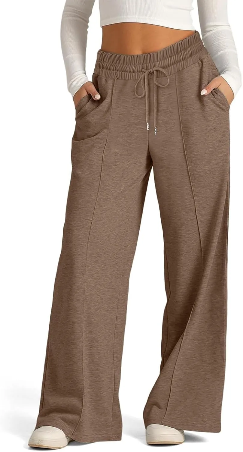 Wide Leg Sweatpants for Women Causal Drawstring High Waist Baggy Straight Trousers High Waist Yoga Palazzo Pants