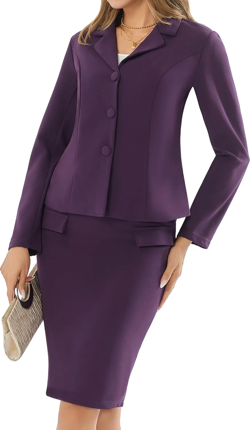 Women 2 Piece Business Suit Elegant Blazer Jacket and Skirt Sets Work Formal Office Clothes Suits