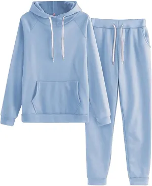 Women 2 Piece Outfits Long Sleeve Crewneck Althteic Fall Sweatshirt Wide Leg Sweatpant Sets