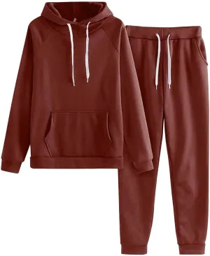 Women 2 Piece Outfits Long Sleeve Crewneck Althteic Fall Sweatshirt Wide Leg Sweatpant Sets