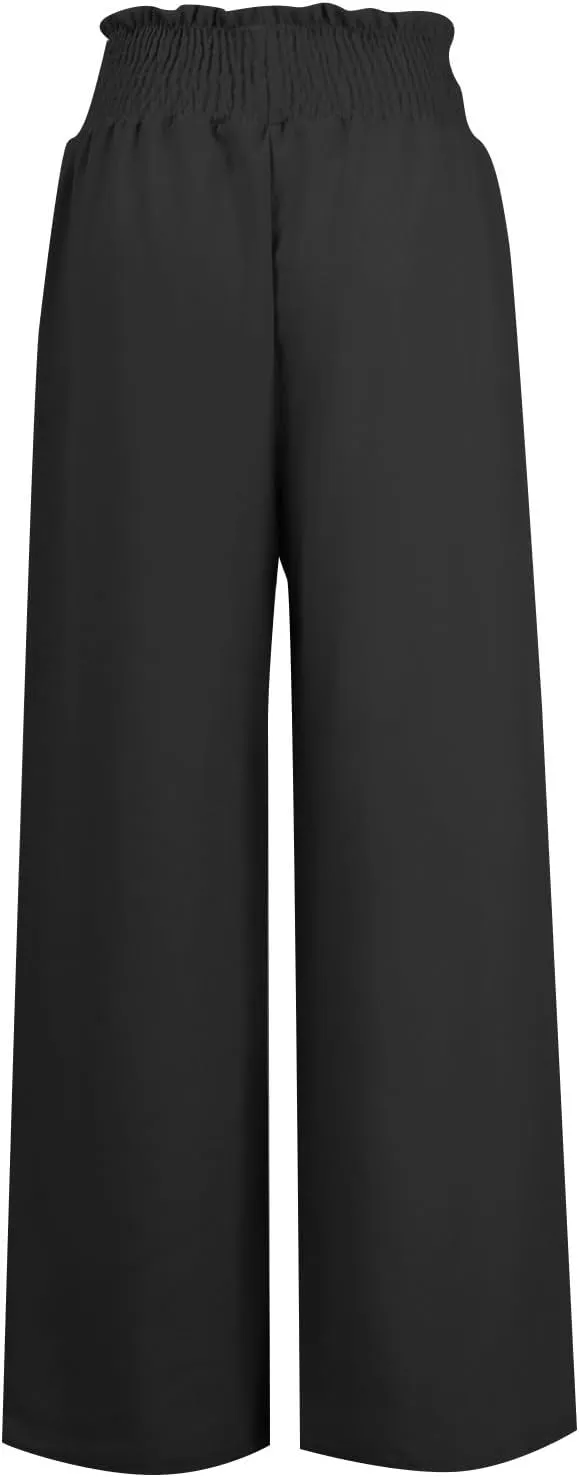 Women Cotton Linen Summer Casual Loose Palazzo Lounge Pants Elastic Waisted Stretchy Slim Fit Pant Trousers