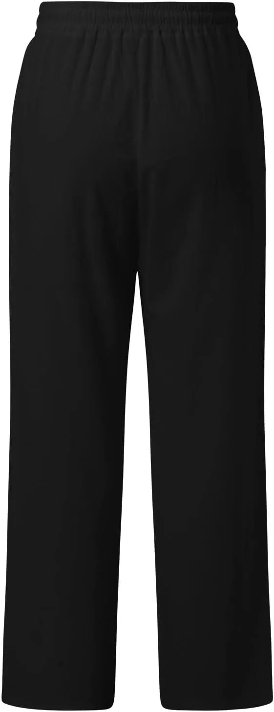 Women Cotton Linen Summer Y2K Fashion Pants Elastic Waist Wide Leg Loose Fit Palazzo Lounge Pants Beach