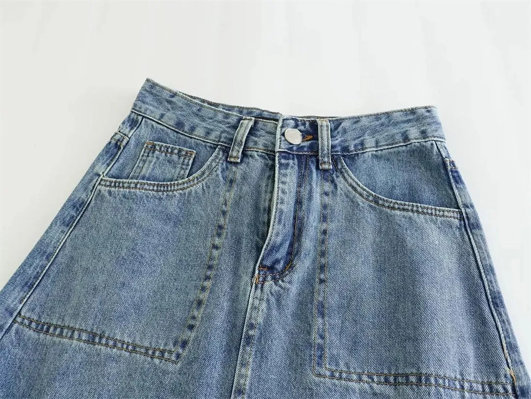 Women Denim Skirt High Waist Midi Skirts Jeans Long Skirt Holiday Skirts