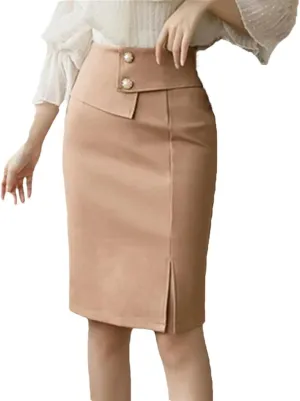 Women Korean Fashion Pencil Skirts Elegant High Wiast Bodycon Skirt Sexy Office Midi Skirts