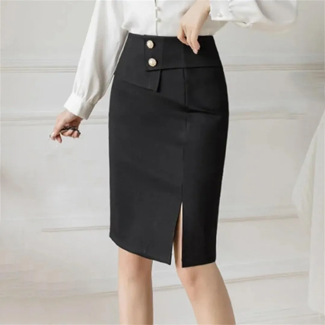 Women Korean Fashion Pencil Skirts Elegant High Wiast Bodycon Skirt Sexy Office Midi Skirts