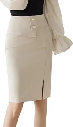 Women Korean Fashion Pencil Skirts Elegant High Wiast Bodycon Skirt Sexy Office Midi Skirts