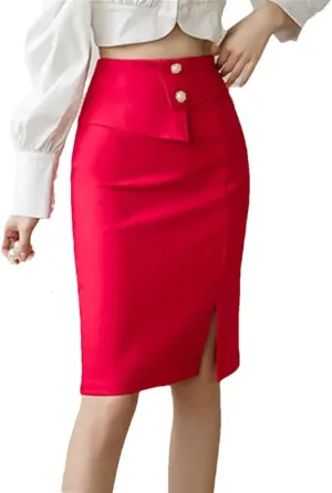 Women Korean Fashion Pencil Skirts Elegant High Wiast Bodycon Skirt Sexy Office Midi Skirts