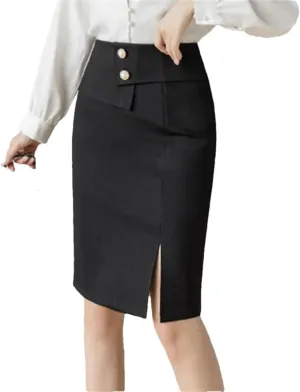 Women Korean Fashion Pencil Skirts Elegant High Wiast Bodycon Skirt Sexy Office Midi Skirts