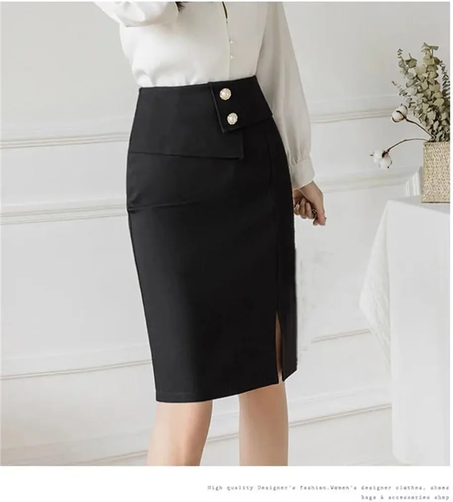 Women Korean Fashion Pencil Skirts Elegant High Wiast Bodycon Skirt Sexy Office Midi Skirts