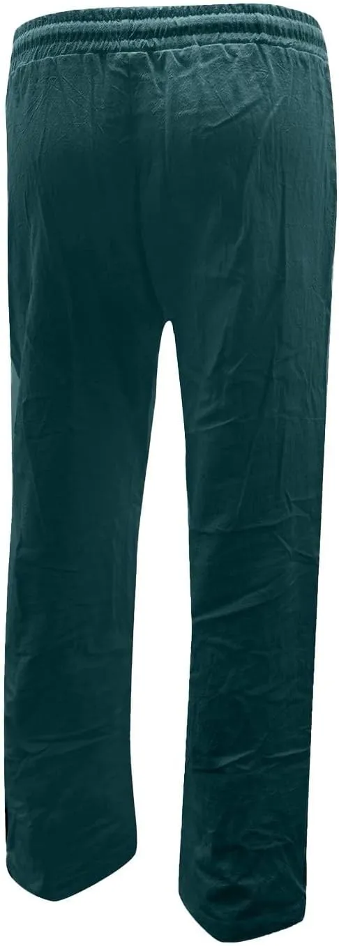 Women Linen Blend Summer Drawstring Palazzo Lounge Pants Low Waist Ankle Length Plus Size Pant Trousers Trendy