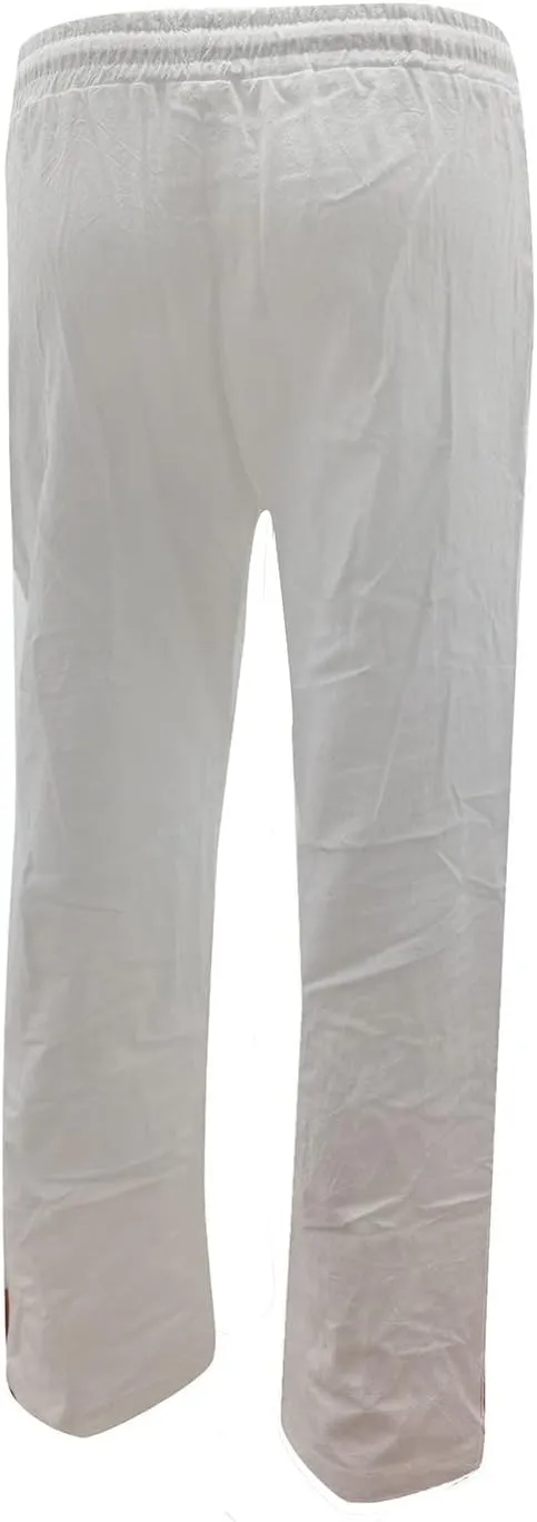 Women Linen Pants Beach Drawstring Joggers Cotton Loose Gauze Pants Summer Causal Lightweight Pants Wide Leg Trousers
