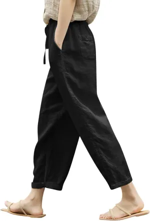 Women Linen Summer Split Flowy Palazzo Pants Low Waist Ankle Length Slim Fit Palazzo Pants Business Work