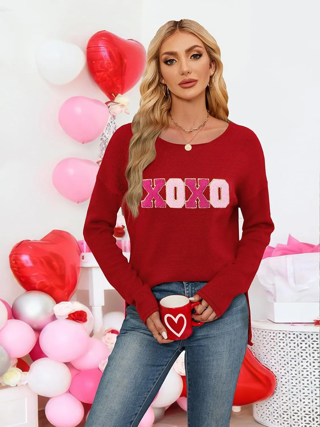 Women Merry Christmas Sweater Long Sleeve Xmas Knitted Top Funny Holiday Graphic Pullover Tops 2024 Trendy