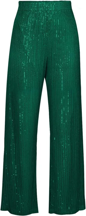 Women Sequins Wide Leg Pants High Waist Sparkle Glitter Trousers Bling Glitter Elastic Loose Flare Bell Bottom Shiny Pants