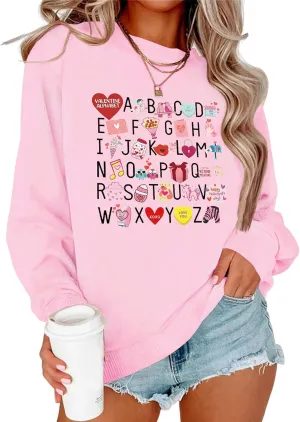 Women Sweatshirt Funny Cute Candy Heart Graphic Pullover Tops