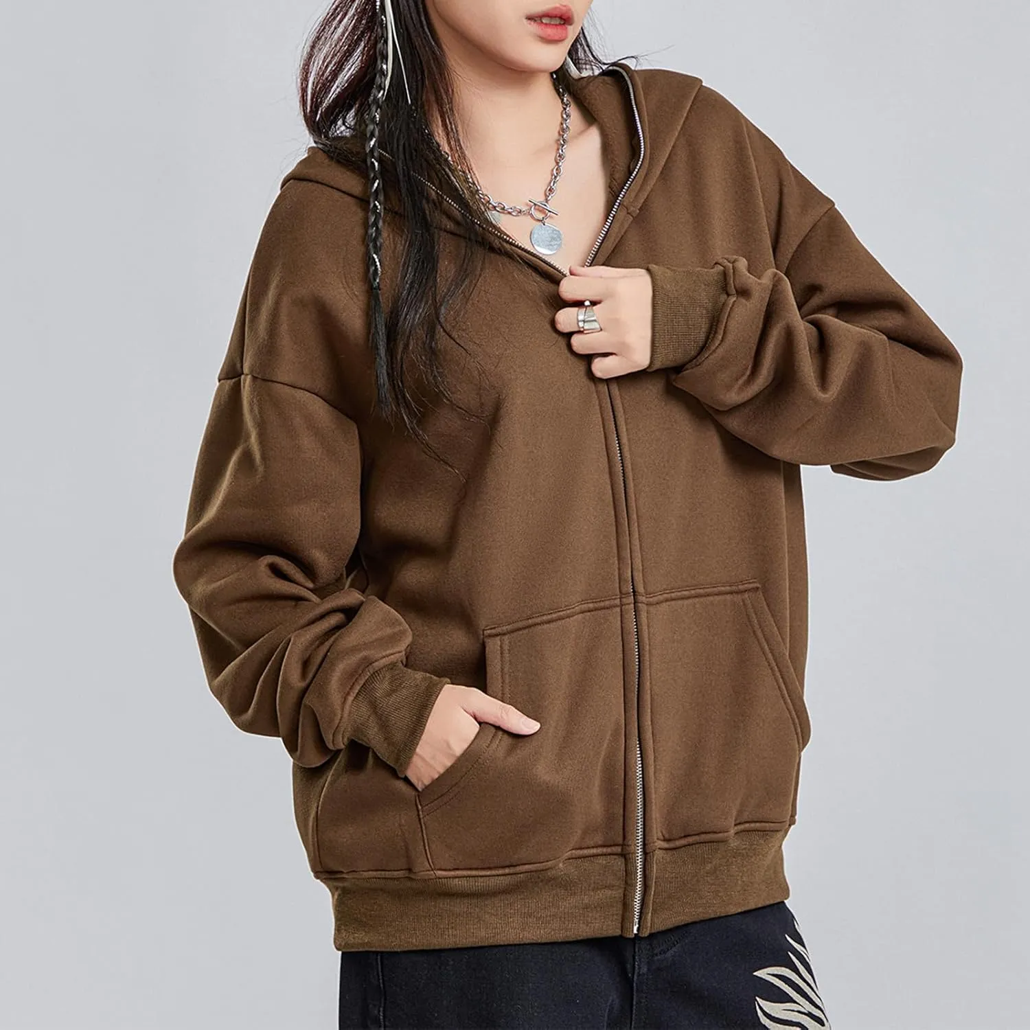 Women Y2k Zip Up Hoodies Star Skull Graphic Long Sleeve Jackets Hip Hop Harajuku Goth Oversized Hooded Sweatshirt