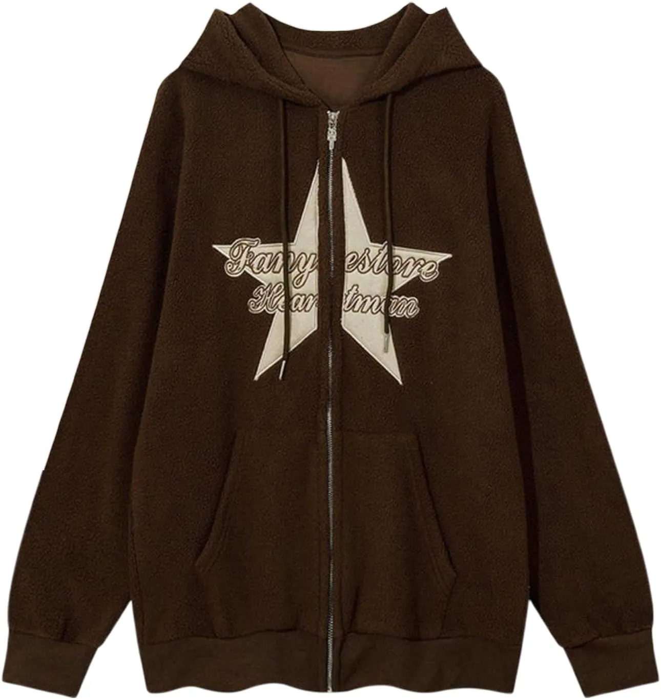 Women Y2k Zip Up Hoodies Star Skull Graphic Long Sleeve Jackets Hip Hop Harajuku Goth Oversized Hooded Sweatshirt