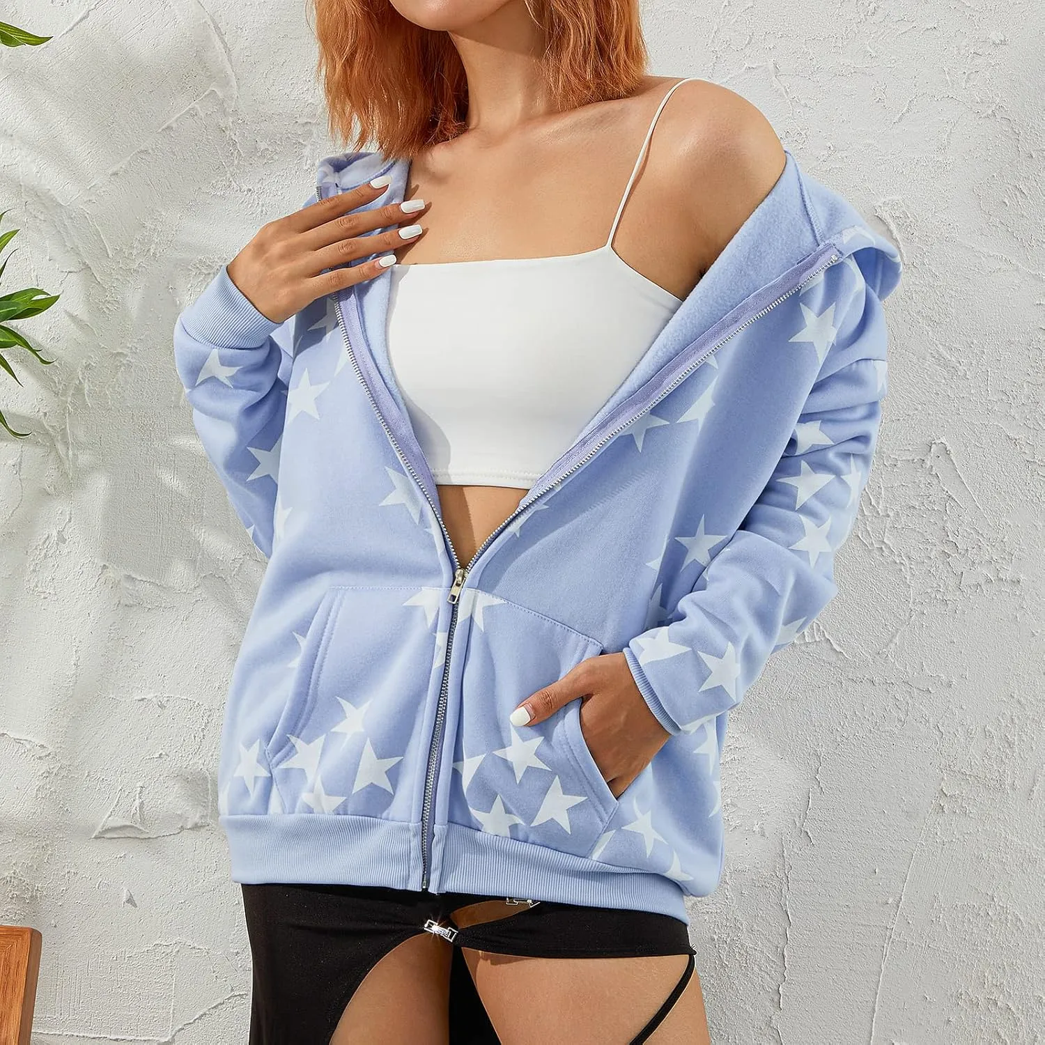 Women Y2k Zip Up Hoodies Star Skull Graphic Long Sleeve Jackets Hip Hop Harajuku Goth Oversized Hooded Sweatshirt