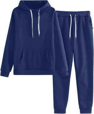 Women's 2 Piece Lounge Sets Long Sleeve Crewneck Althteic Casual Hoodie Sweatshirt Long Pants Outfits