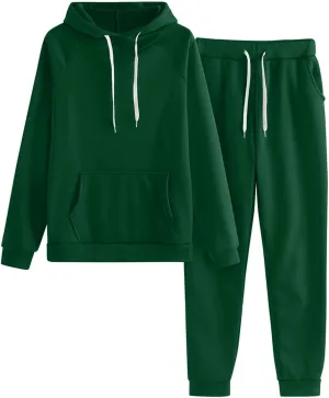Women's 2 Piece Outfits Lounge Set Long Sleeve Crewneck Workout Sweat Sweatshirt Wide Leg Sweatpant Sweatsuit