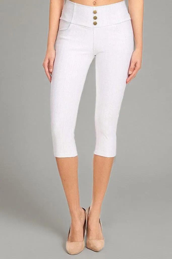 Women's Capri Denim Jeggings High Waisted Pull on Stretch Cropped Skinny Pants Regular & Plus Size