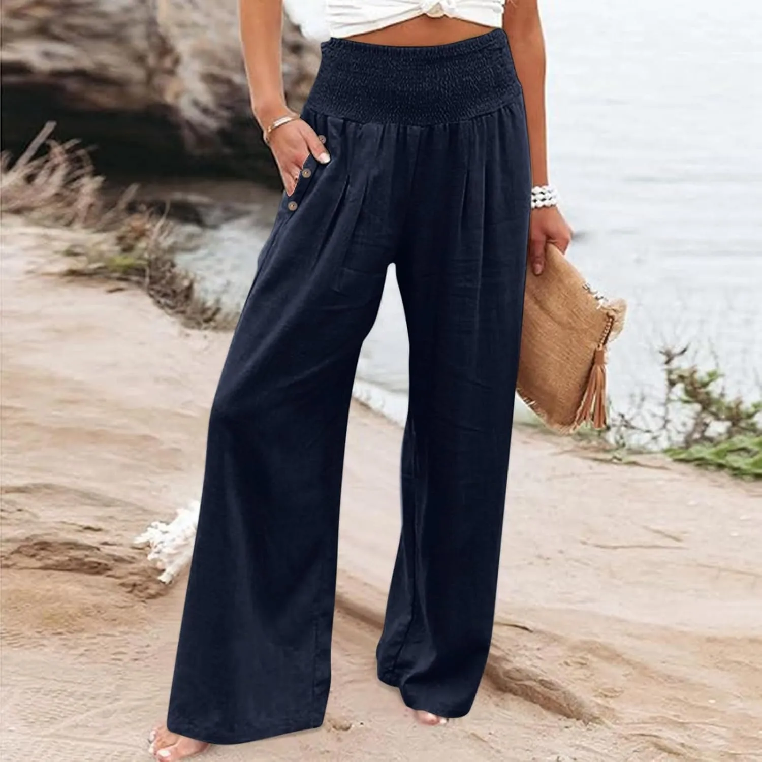 Womens Cargo Sweatpants Winter Velour Yoga Capris with Pockets High Waisted Flare Leggings