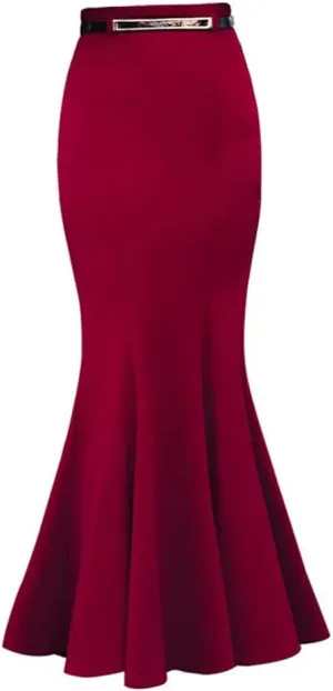 Women's Classic Bodycon Stretchy High Waist Party OL Fishtail Mermaid Long Skirt for Evening Party