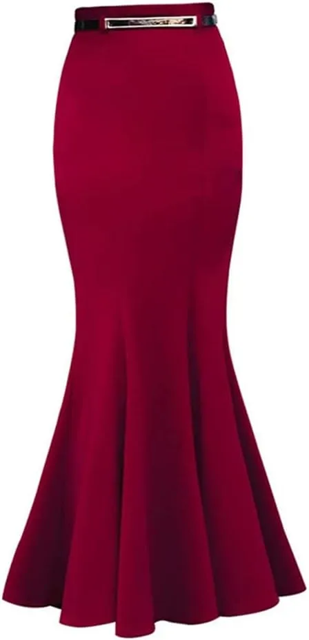 Women's Classic Bodycon Stretchy High Waist Party OL Fishtail Mermaid Long Skirt for Evening Party