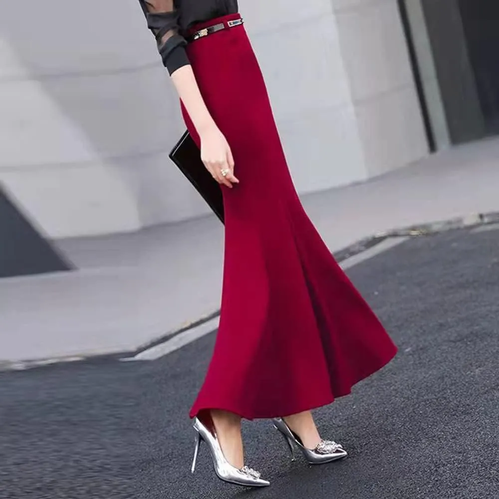 Women's Classic Bodycon Stretchy High Waist Party OL Fishtail Mermaid Long Skirt for Evening Party