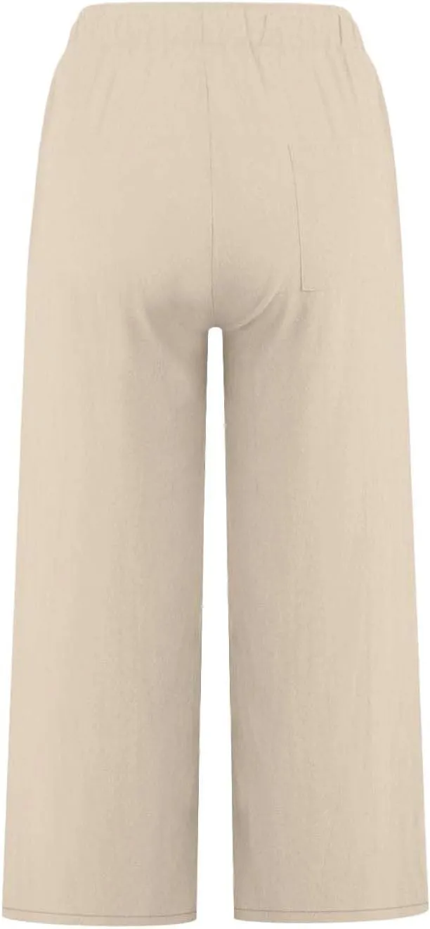 Womens Fashion Cotton Linen Pants Wide Leg Palazzo Causal Flowy Summer Trousers Beach Vacation Clothes Outfits