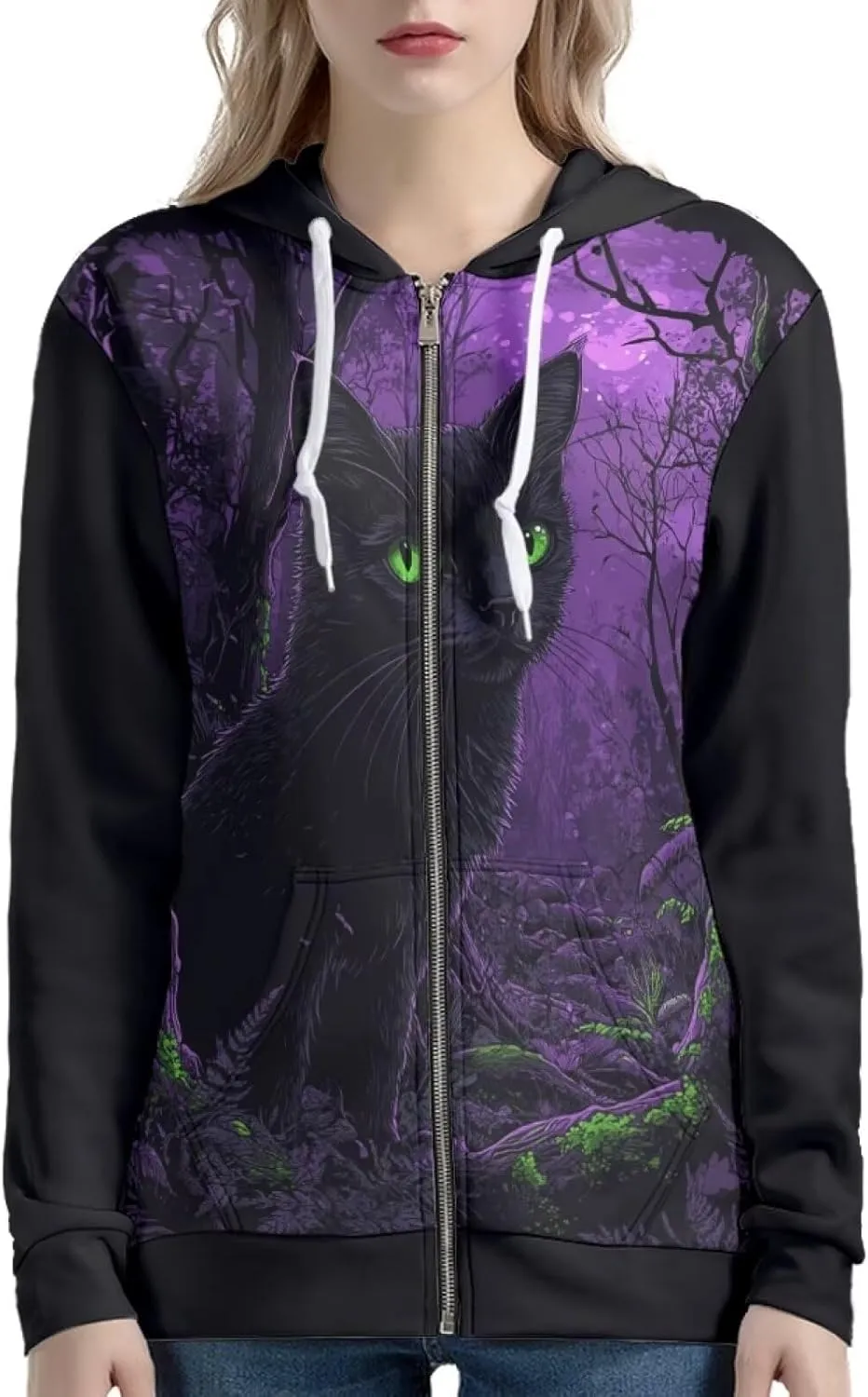 Women's Full Zip Up Hoodie Long Sleeve Oversized Sweatshirts Casual Lightweight Fleece Jackets with Pockets