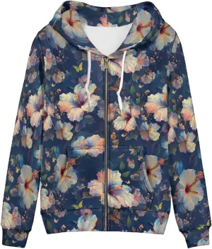Women's Full Zip Up Hoodie Long Sleeve Oversized Sweatshirts Casual Lightweight Fleece Jackets with Pockets