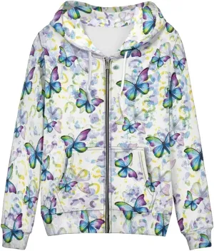 Women's Full Zip Up Hoodie Long Sleeve Oversized Sweatshirts Casual Lightweight Fleece Jackets with Pockets