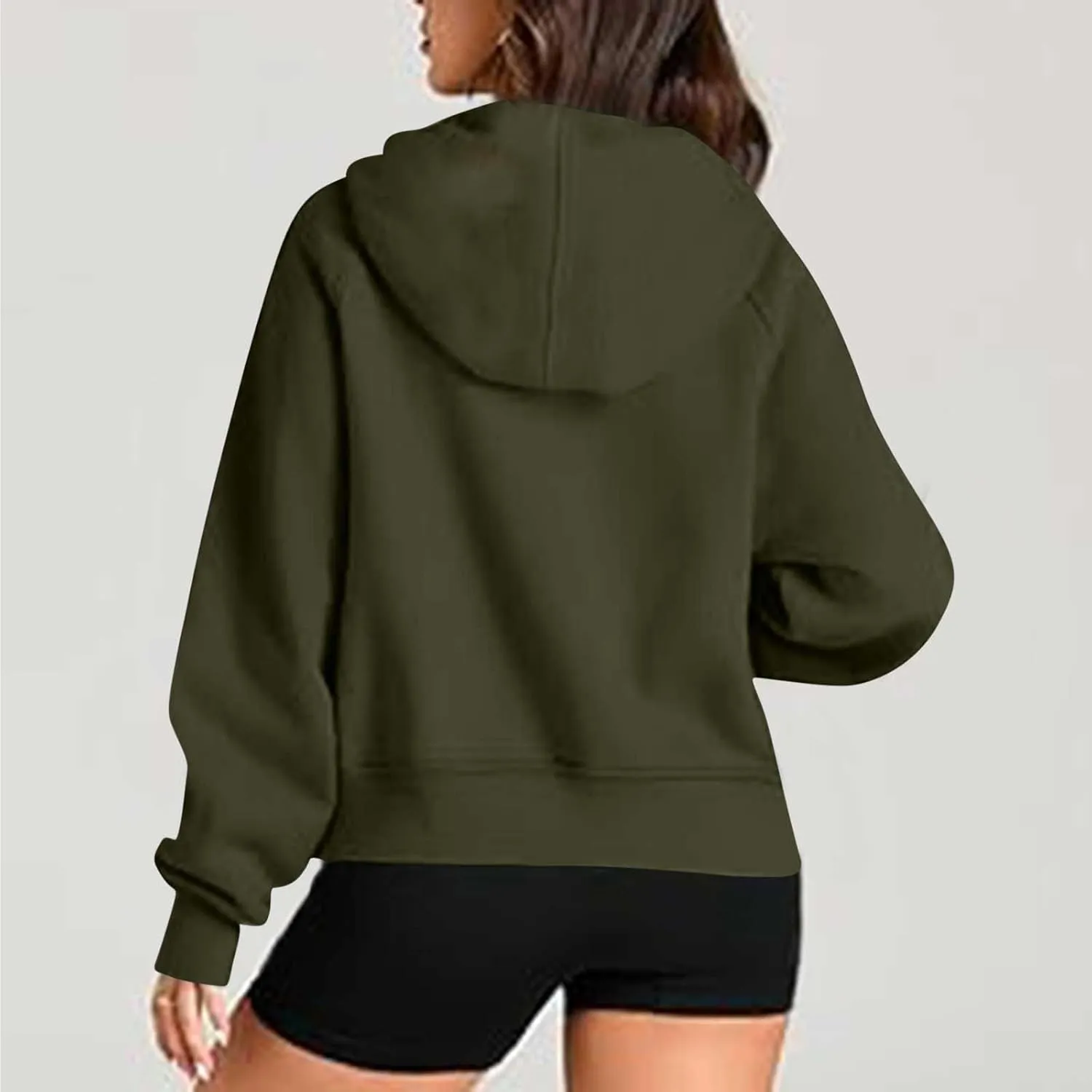 Womens Half Zip Up Hoodies Trendy Cropped Long Sleeve Loose Hooded Pullover Sweatshirt Fall y2k Outfits Clothes