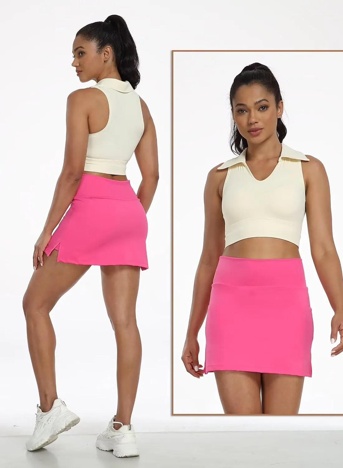 Women's High Waisted A-Line Skirt Mini Athletic Skater Skorts for Women Uniform Skorts with Shorts Pockets