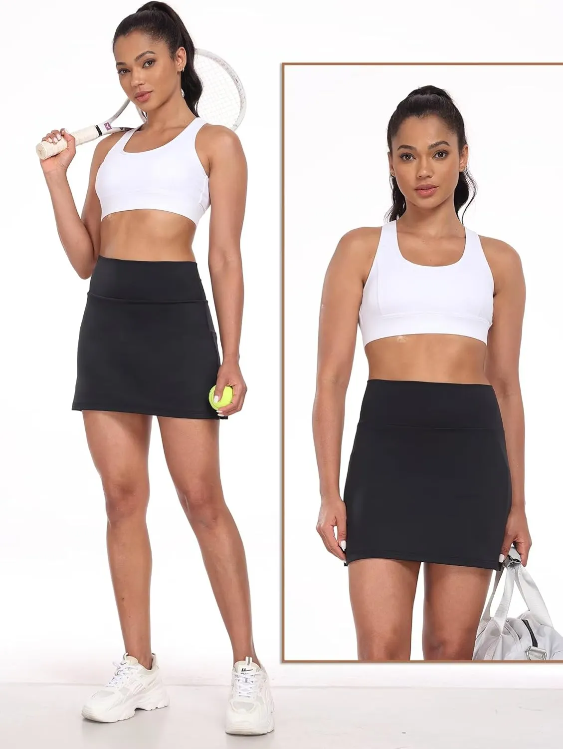 Women's High Waisted A-Line Skirt Mini Athletic Skater Skorts for Women Uniform Skorts with Shorts Pockets