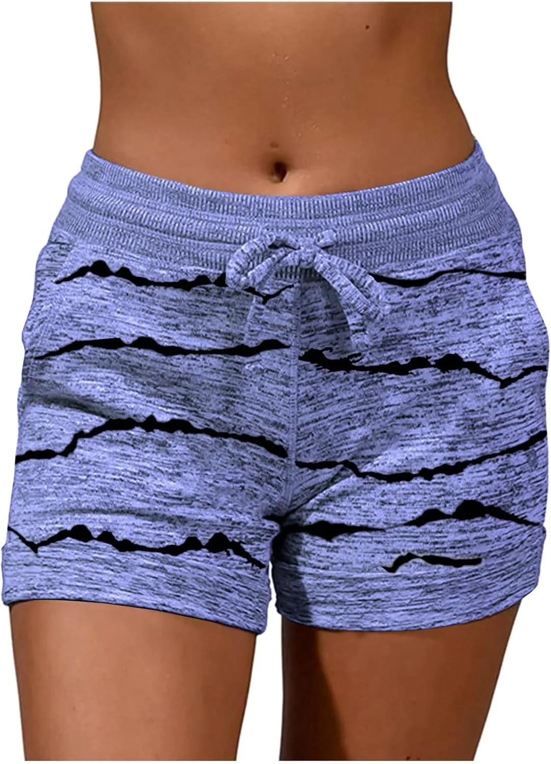 Women's High Waisted Beach Shorts 2025 Prime of Day Striped Loose Fit Elastic Drawstring Summer Vacation Short with Pocket