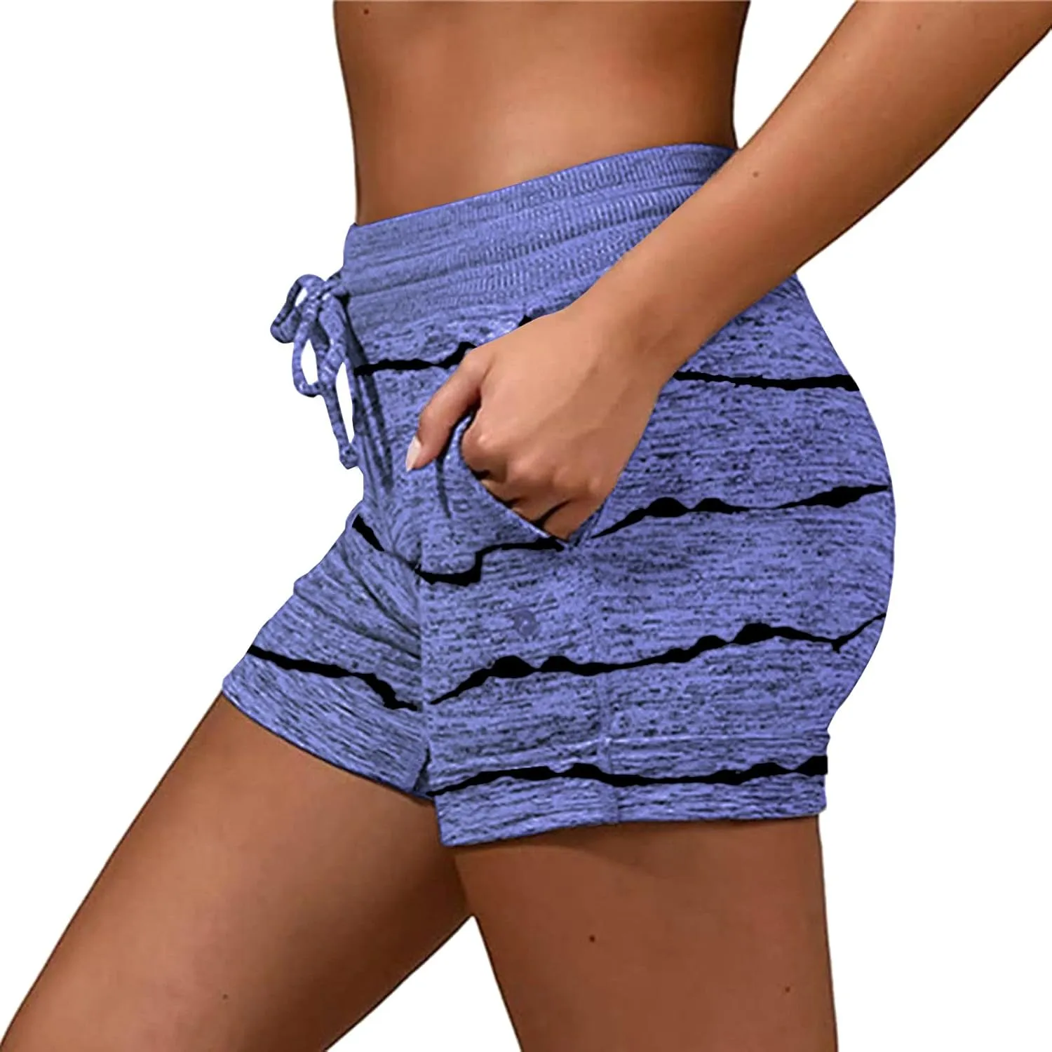 Women's High Waisted Beach Shorts 2025 Prime of Day Striped Loose Fit Elastic Drawstring Summer Vacation Short with Pocket
