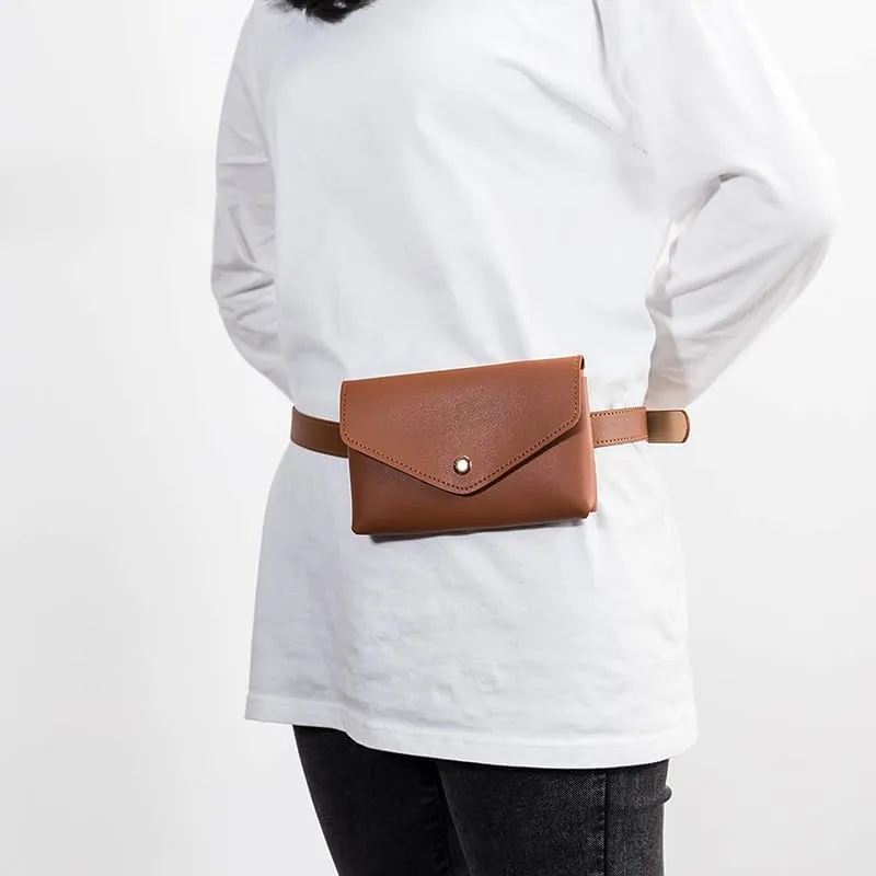 Women's Leather Belt, Fanny Pack with Removable Belt Fashion Waist Pouch Belt Bags, Fashion PU Leather Waist Pack Pouch Small Purse for Party, Travel, Hiking (black)